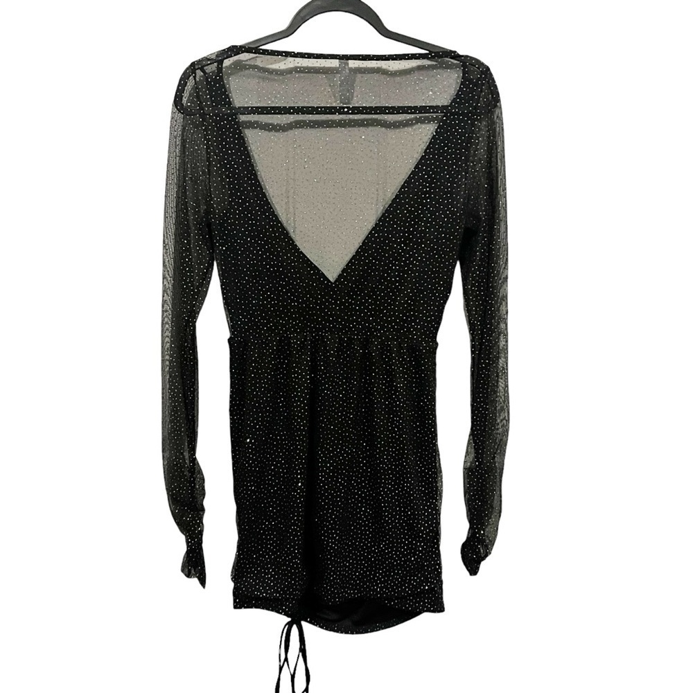 Lucy in the Sky Donatella Embellished Ruched Mini Dress M Medium Black - Picture 4 of 5